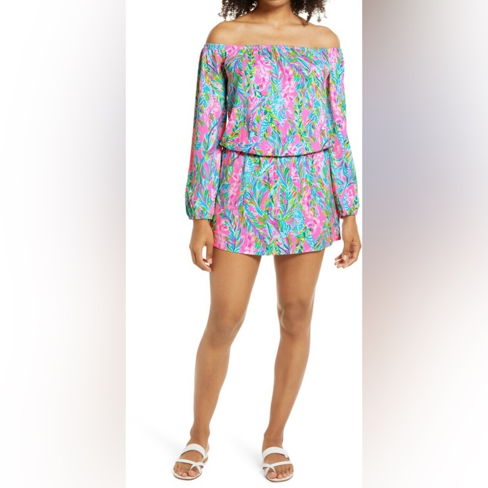 Lilly Pulitzer Lana Off the Shoulder Long Sleeve Skort Romper XXS
